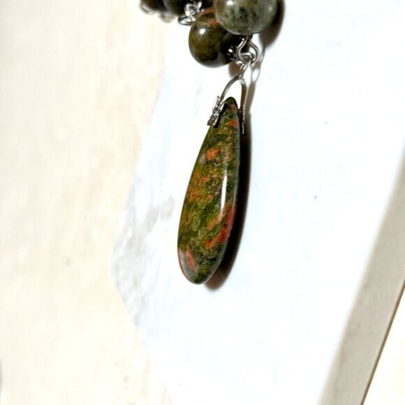 Genuine Jungle Green Unakite Necklace, Natural Gemstone Pendant Necklace - Picture 7 of 16